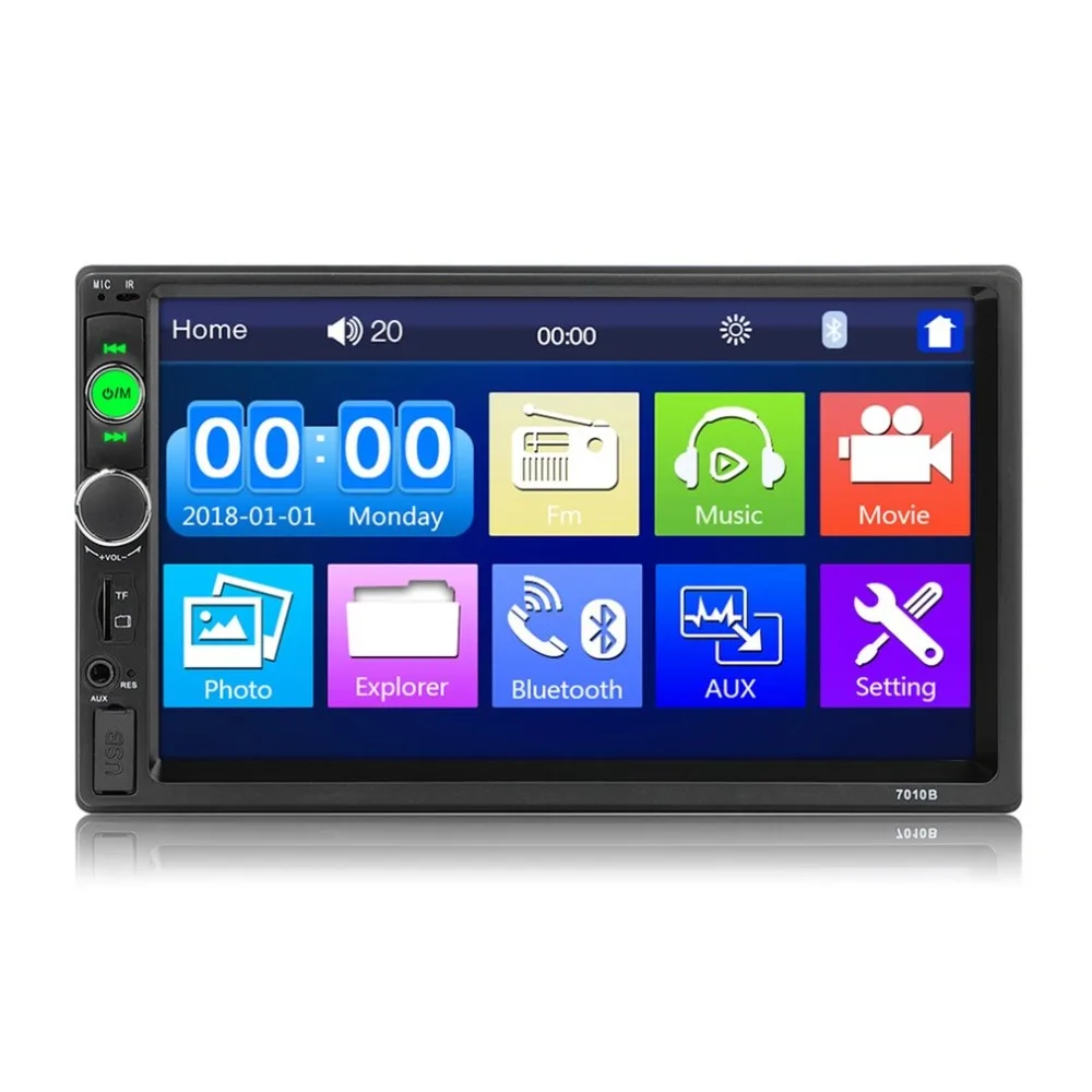 

7010B 7" Double Din Touch Screen Car Audio Stereo Receiver MP5 Player FM Radio Bluetooth with Camera Support MP3/WMA/WAV