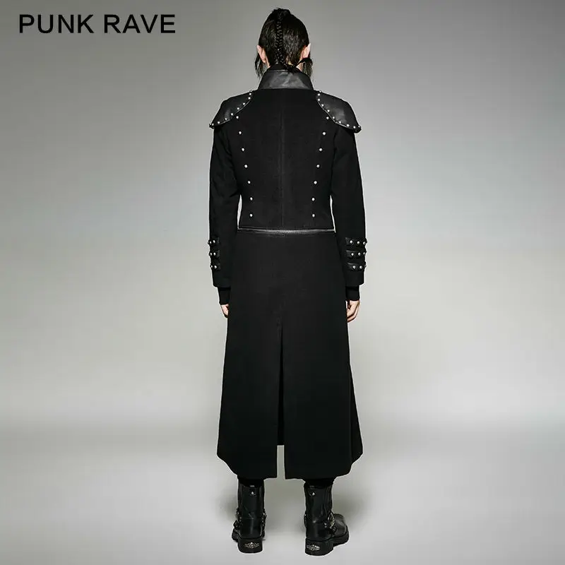 PUNK RAVE Mens Jackets and Coats Steampunk Gothic Detachabley Military Uniform Winter Woolen Stage Cosplay Personality Costume