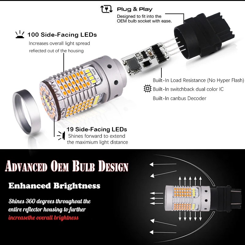 IJDM OEM ü   ĵ 3157 LED 3357 3457 T25 LED ,  F-150 F-250 F-350  õ  DRL 