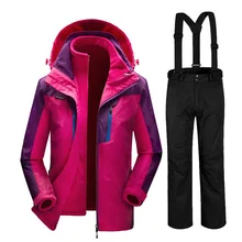 Русская зима-35 градусов лыжный костюм женский сноуборд костюмы водонепроницаемый супер теплый лыжная куртка+ брюки для женщин Спорт на открытом воздухе пальто