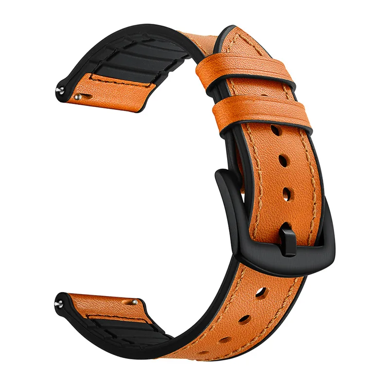 20 мм винтажный кожаный ремешок для часов для samsung Galaxy Watch 42 мм активный 2 44 мм 40 мм ремешок для gear S2 классический спортивный Amazfit Bip - Цвет ремешка: orange