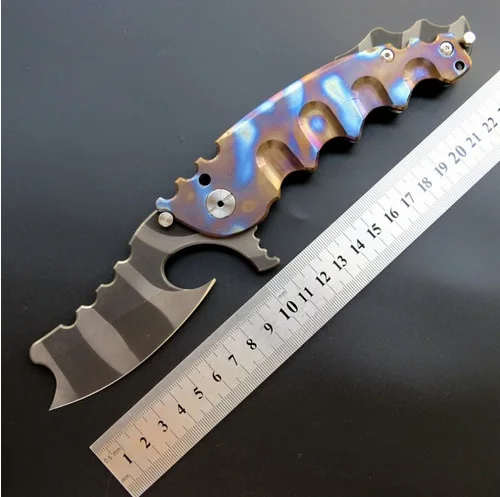 

D2 blade TC4 CNC cutting handle EF907plier folding knife single ball bearing outdoor hunting knife EDC tool collection gift