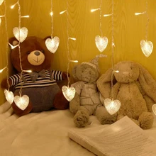 Светодиодный светильник для занавесок в форме сердца, праздничный светильник s для нового года, Рождества, сказочный вечерние светильник, Свадебный Декоративный светильник ing 220V JQ