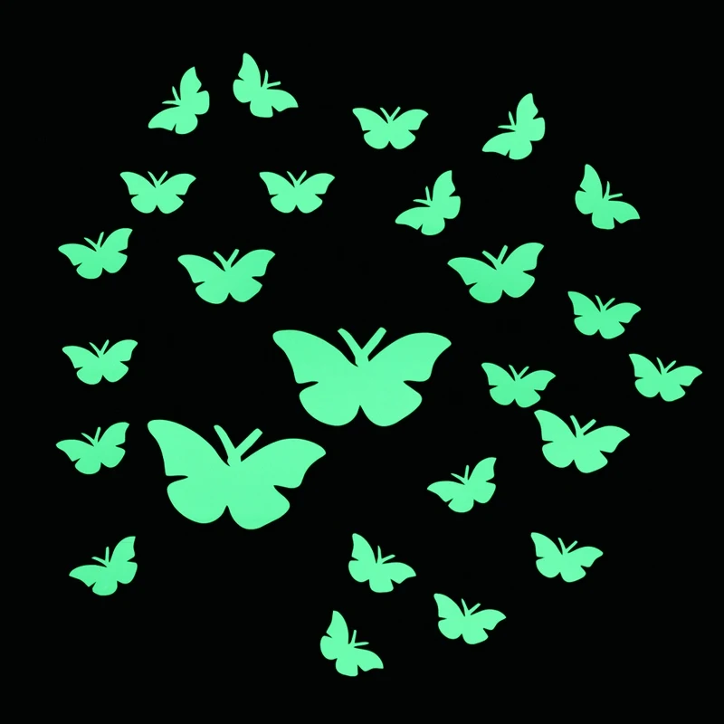 Светящиеся наклейки-бабочки для гостиной DIY, декоративные наклейки, домашний декор, светится в темноте, наклейка на стену, детская спальня, DIY обои - Цвет: YG 25 Butterflies