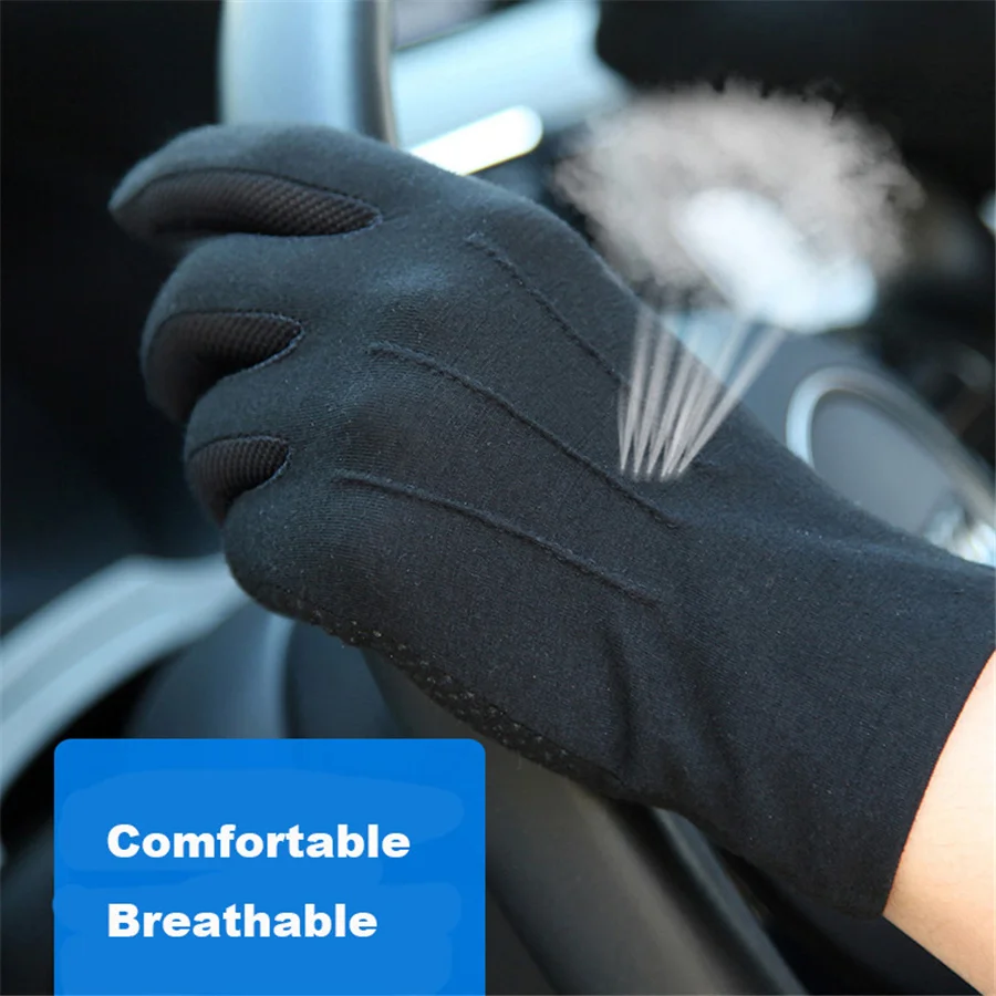 

Men Women Sun Protection Gloves Spring Summer Driving Breathable Non-Slip Sweat-Absorbent Cotton Gloves Touch Screen 3-SZ101W1