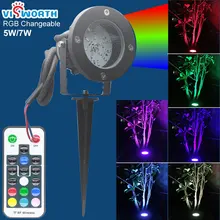 Светодиодный светильник для газонов RGB IP65 Водонепроницаемый SMD5730 5 Вт 7 Вт светодиодный садовый светильник алюминиевый DC 12 В наружное ландшафтное освещение