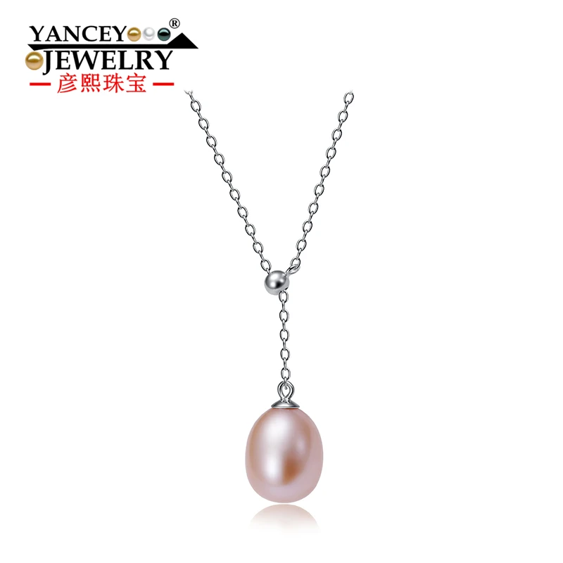 

YANCEY New Fashions Strong Gloss Flawless Freshwater Pearl Can be adjusted 925 Silver chain necklace Pendants