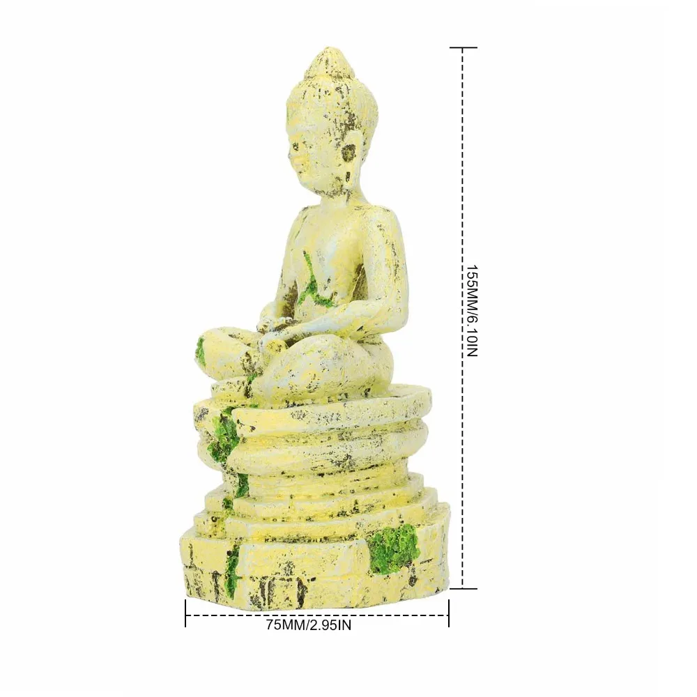 Древняя Статуя Будды из смолы украшение аквариума для рыб танк орнамент украшения каменное низшее напряжение декоративный светильник