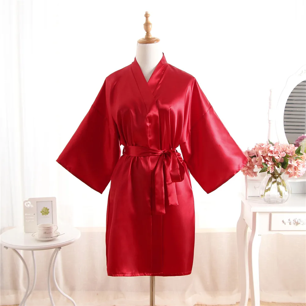 Розовый Свадебный халат для невесты, подружки невесты, летнее женское кимоно из искусственного шелка, мини банное платье юката, ночная рубашка, одежда для сна, один размер - Цвет: B - 6