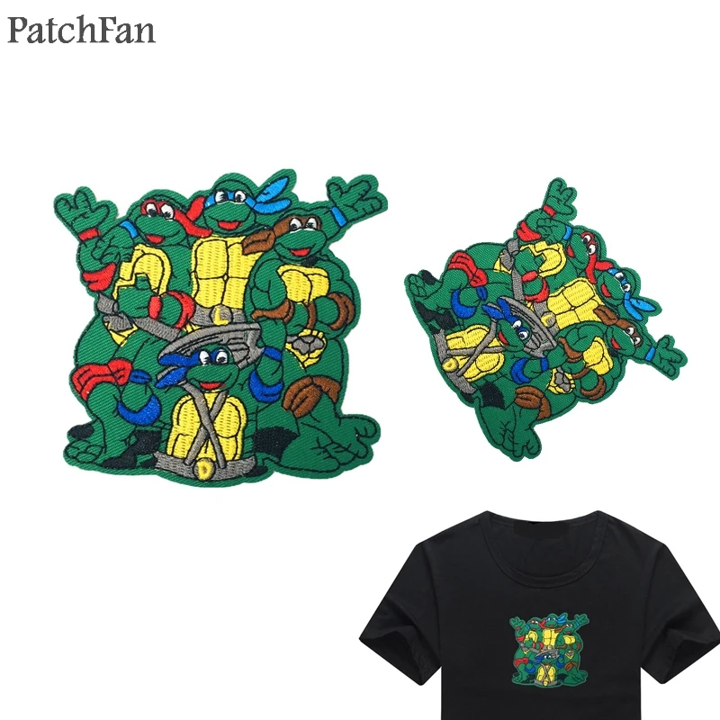 

Patchfan Ninja turtle Cartoon Iron on Patches Clothing para diy Embroidered badges Sewing Applique Patchworks stickers A0750