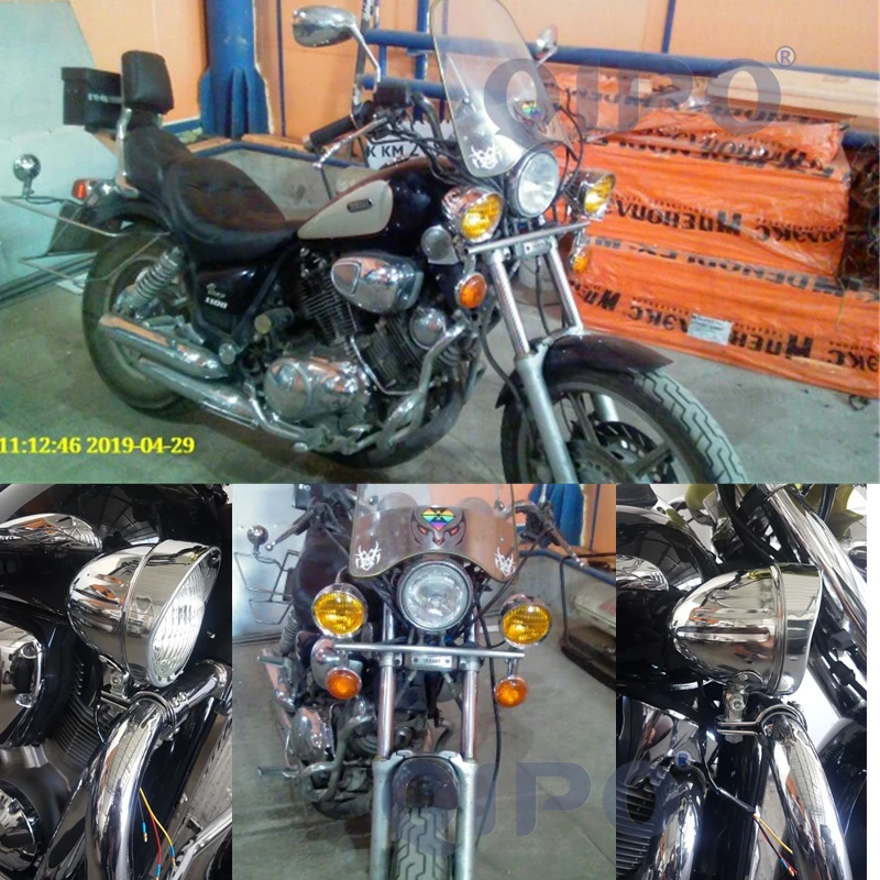 QIPO алюминиевая мотоциклетная противотуманная фара 35 Вт галогенная передняя фара комплект подходит для большинства мотоциклов