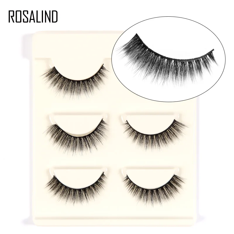 

ROSALIND New 3 Pair Natural False Eyelashes Make Up Long Eyelash Extension 3D Mink Lashes Eyelashes For Building Fake Lashes