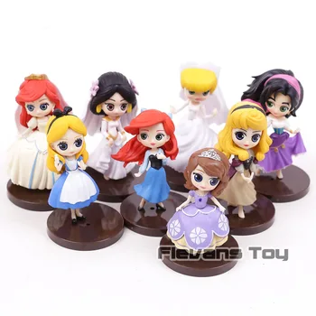 

Q Posket Princesses Toys Aurora Ariel Cinderella Sofia Alice Esmeralda PVC Figures Dolls Gifts for Girls 8pcs/set