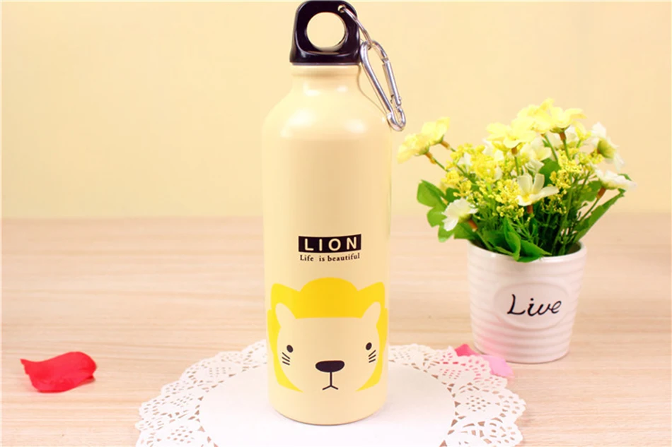 500 ML Cute Kids Drink Bottle Portable Stainless Steel Water Bottles Bpa Free For Kids Outdoor Travel With Hook Lid Sport Bottle