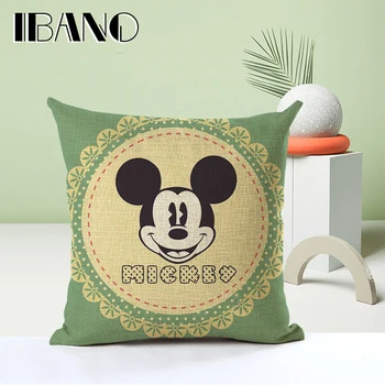 

Mickey Decorative Cushion Covers for Sofa Car Office Bedding Cotton Line Cushion Cover 45x45cm 1PCS