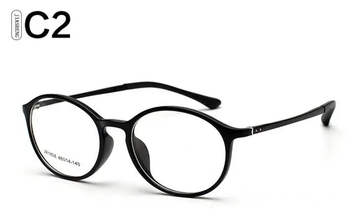 TR90 оправы для очков по рецепту, Мужские Простые зеркальные ультра-светильник, вольфрамовые очки для близорукости, оправа oculos de grau redondo - Цвет оправы: C2 MATTE BLACK