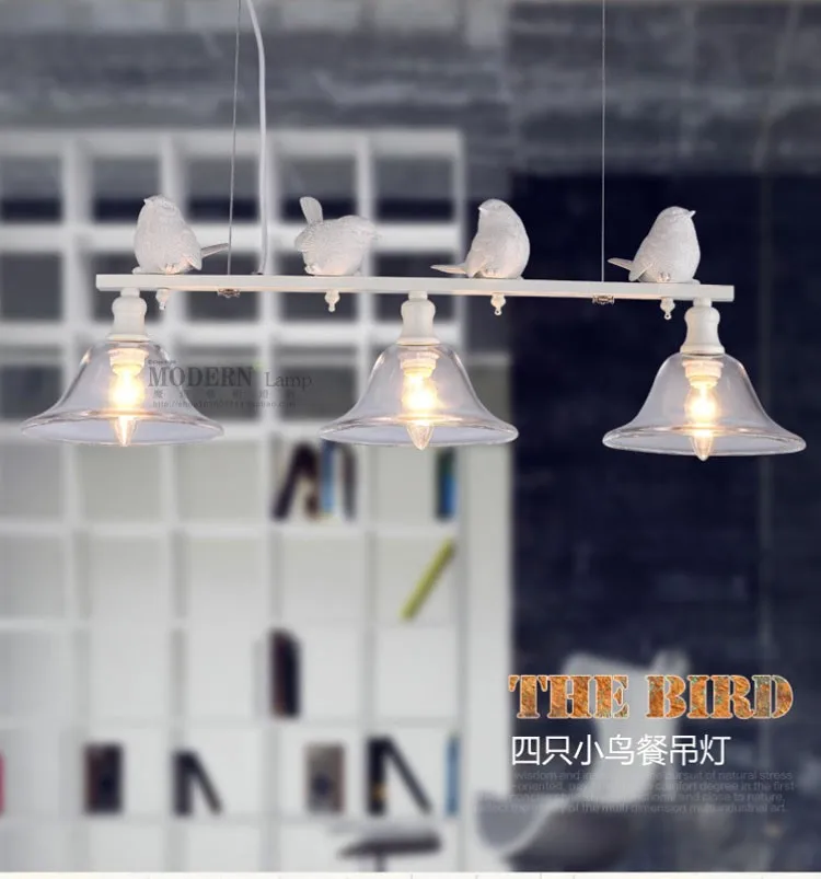 Modern Home Decoration 3 Head Bird Light Dining Room Pendant Light Glass Iron Light Bar Light Free Shipping