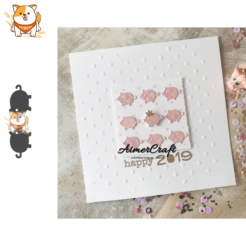 

2PCS Pig Animal Metal Cutting Dies Scrapbooking Stencil For DIY Paper Card Decorative Embossing Die Cut Craft New 2019