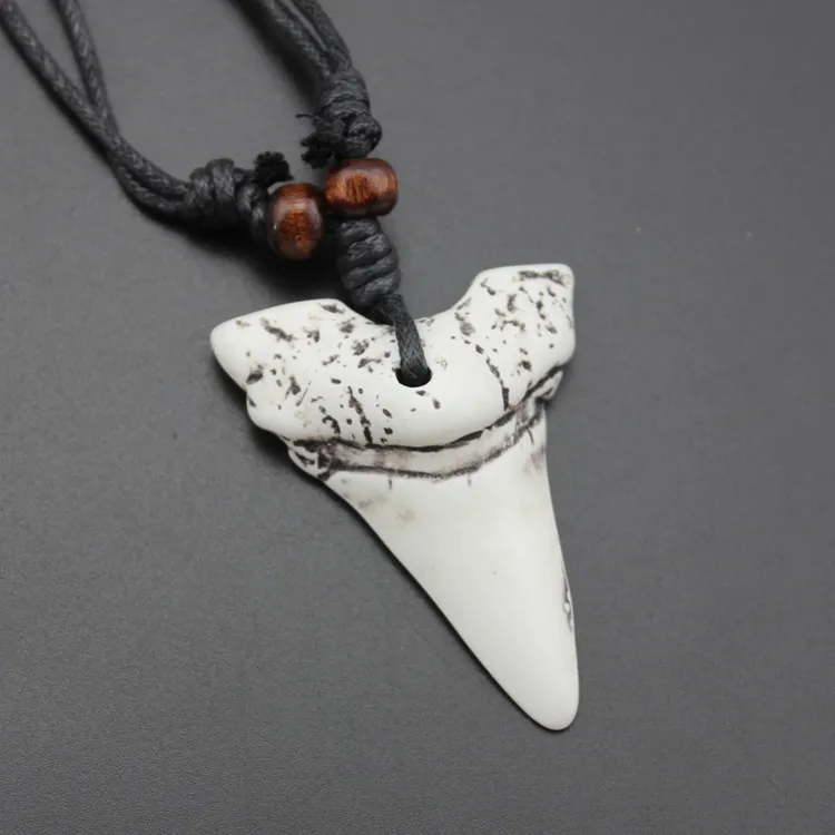 "Shark Tooth" Bone Shark Tooth Necklace / Rope 2