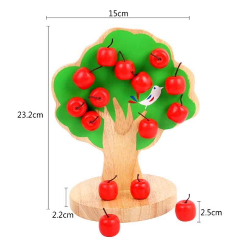 Детский деревянный магнетизм, яблоня, детский выбор, яблоко, фруктовая паста, детский сад, математика, музыка, детские игрушки, деревянный блок, подарок - Цвет: Apple