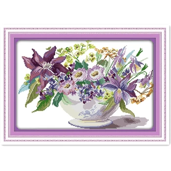 

Vase Chinese Counted Cross Stitch Pattern Embroidery Cross Set DIY SET Cross Stitch Kit 11CT 14CT Printed On Canvas Home Decor