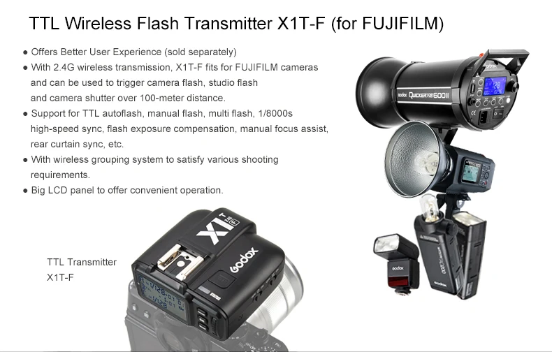 Godox V860II-F GN60 HSS 1/8000 фонд охраны 2.4 г литий-ионный Вспышка Speedlite + X1T-F передатчик Kit для Fujifilm Fuji x-Pro2 X-Pro1 X-T10