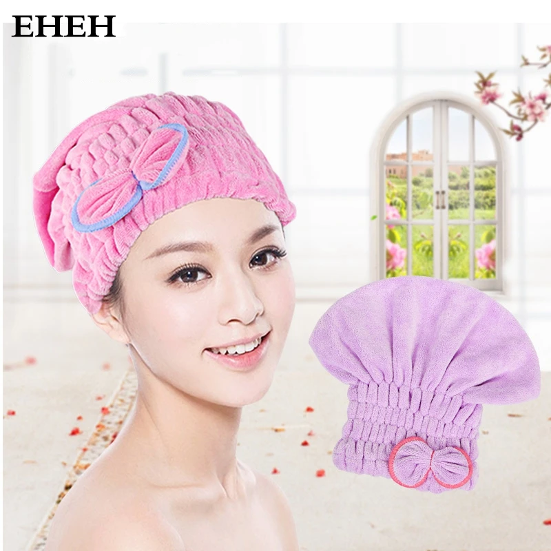 

EHEH 3 Color Quickly Dry Hair Hat Microfiber Solid Hair Turban Womens Girls Ladies Cap Bathing Tool Drying Head Wrap Towel EH015