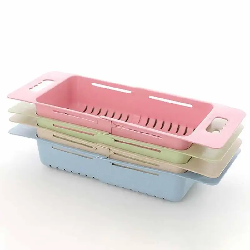 Us 12 38 Kitchen Plastic Sink Drain Basket Racks Retractable Vegetable Rack Storage Drain Shelf Kitchen Sink Strainer Organize A30 In Storage