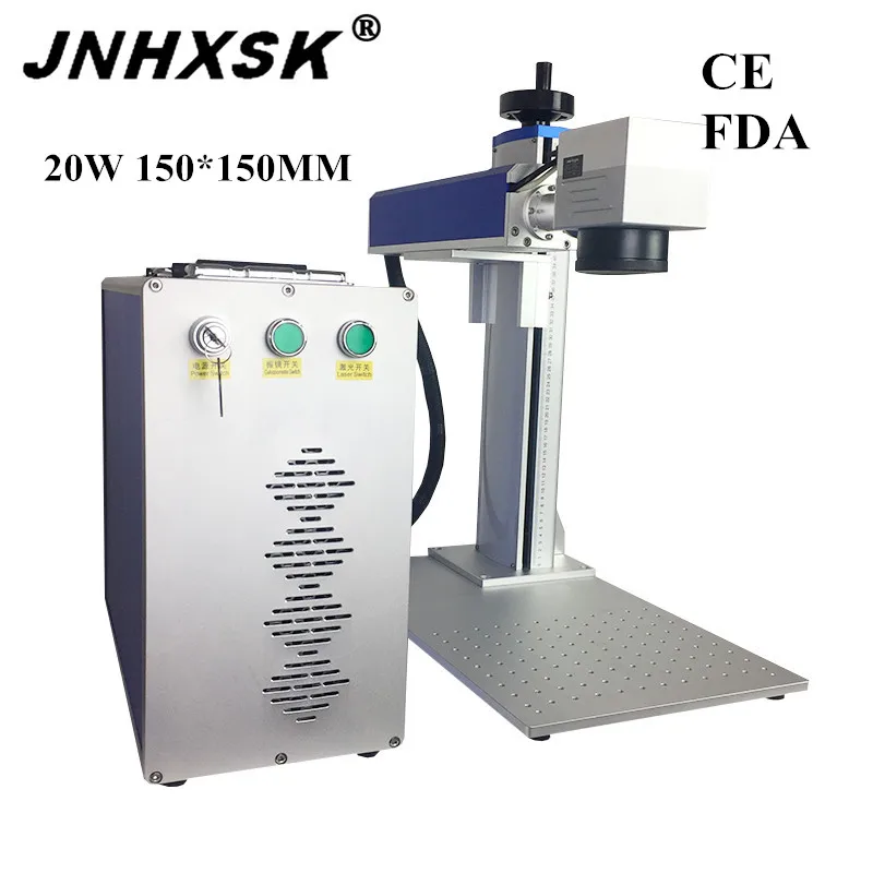 

JNHXSK 20w China Split Fiber Laser Marking Machine CNC 150*150mm CNC Mini Laser Engraver And Cutter DIY Phone Case , Metal