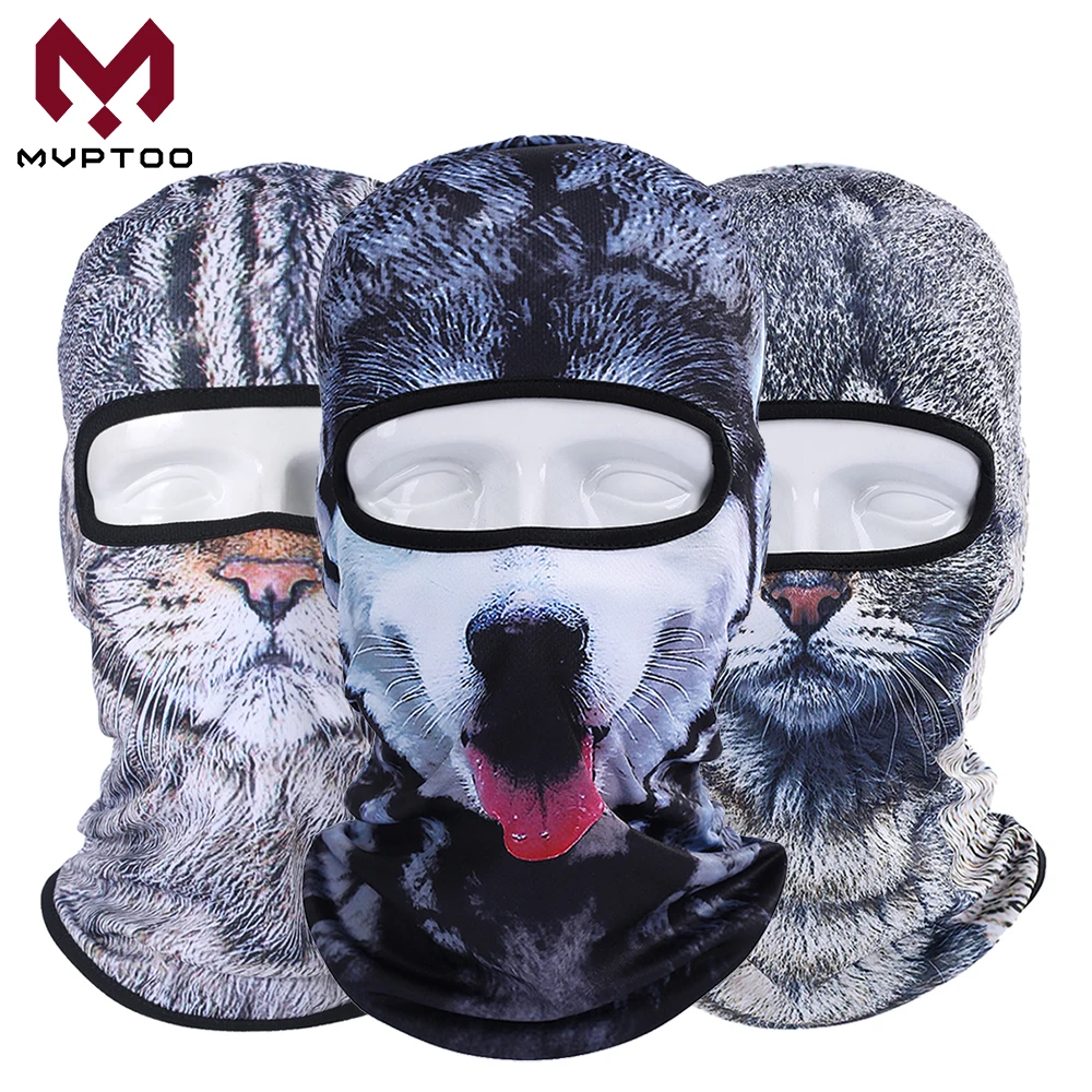 

3D Animal Cat Dog Husky Balaclava Hat Motorcycle Motocross Moto Ski Snowboard Helmet Liner Head Shield Face Mask Cap Men Women