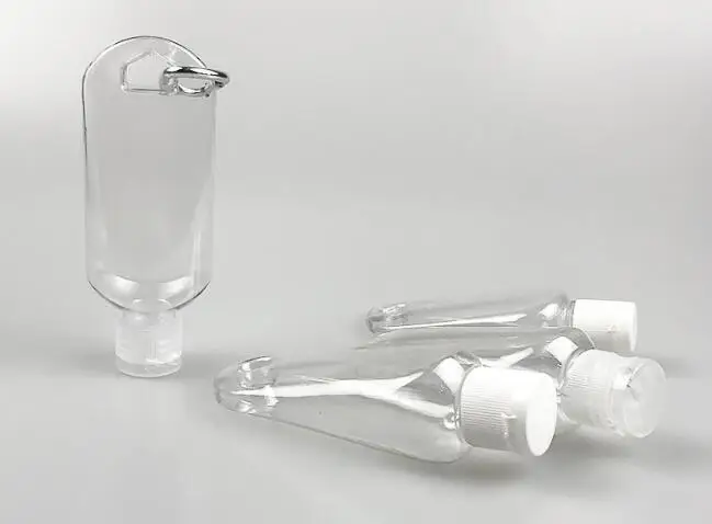 

100Pcs/Lot 60ml Empty Refillable Bottle With Key Ring Travel Transparent Plastic Perfume My Small Hand Sanitizer Bottle