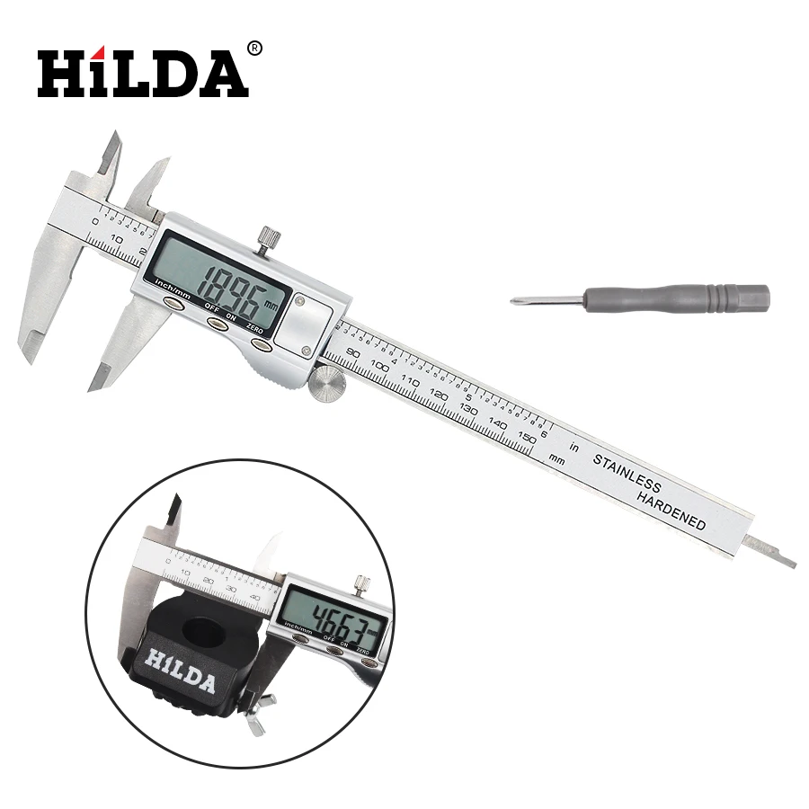 

HILDA 0-150mm/6" Metal casing Digital CALIPER VERNIER caliper metal digital caliper GAUGE MICROMETER