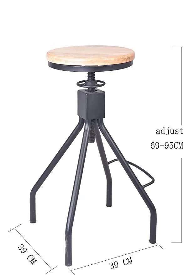 Height Adjustable Bar Stools Seat Swivel Wood and Metal Counter Height Bar Chairs Industrial Style Chairs Height Adjustable Bar Stools Seat Swivel Wood and Metal Counter Height Bar Chairs Industrial Style Chairs