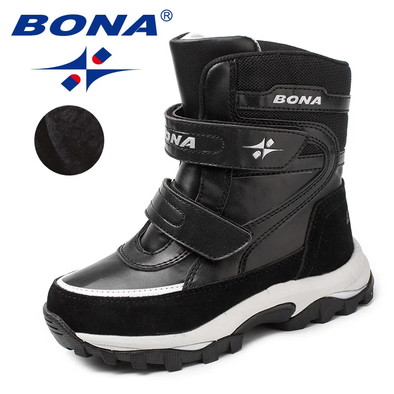 Goede BONA Nieuwe Collectie Classics Stijl Kinderen Laarzen Klittenband Jongens Winter Schoenen Ronde Neus Meisjes Snowboots Licht Gratis verzending