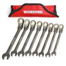 WORKPRO 8 шт. гаечные ключи Набор гибких головок трещотки Комбинированные Гаечные Ключи Метрические/SAE трещотка набор ключей гаечных инструментов для ремонта автомобиля