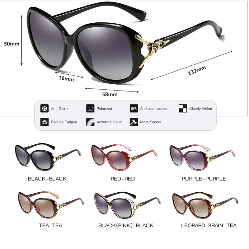 Beste 2019 Nieuwe Fashion Oversized Vos Frame Gepolariseerde Zonnebril Vrouwen Merk Designer Rijden Zonnebril UV400 Lady Gift Oculos de sol