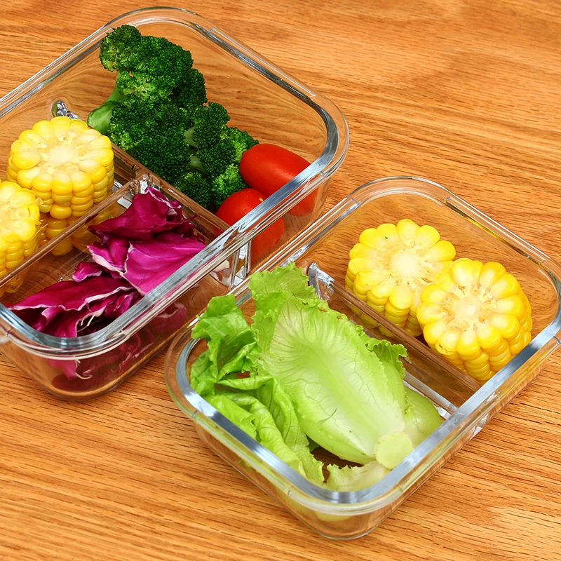Glass Meal Prep Container Locking Lids Food Container Airtight Lunch Box Compartment Food Storage Container Microwave Safe 2