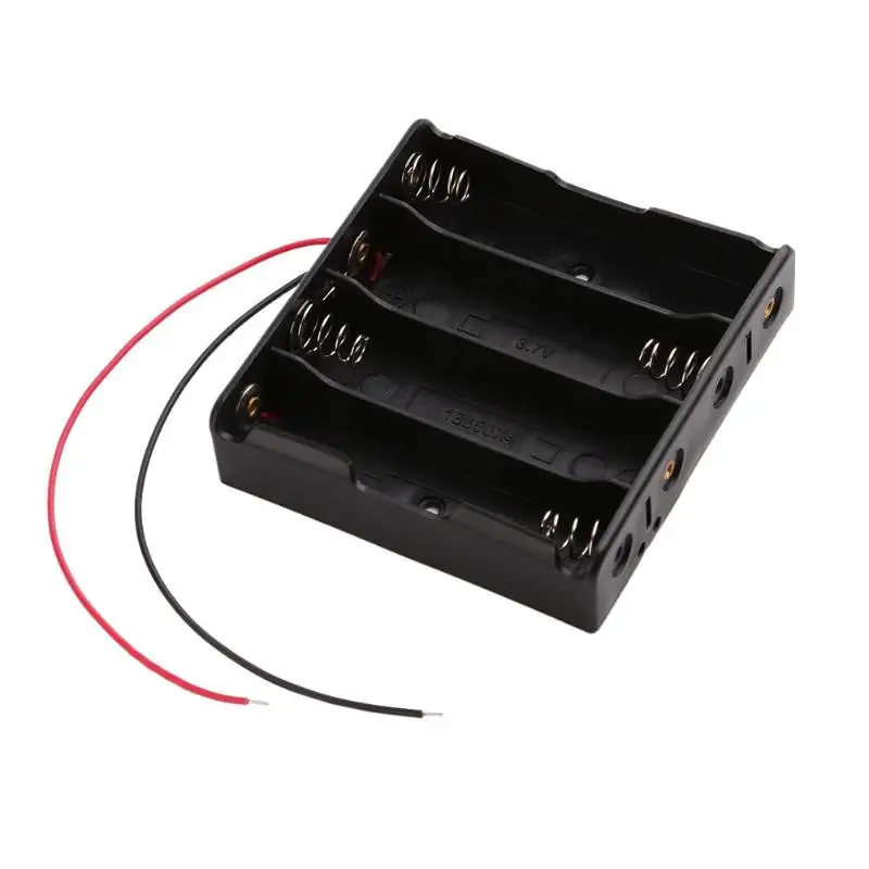 

ALLOYSEED Plastic AA 18650 Battery Storage Box 4 Slot Way DIY Batteries Clip Container with Wire Lead Pin Battery Holder