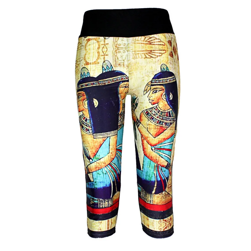 

New 1001 Sexy Girl Women EGYPT QUEEN Cleopatra 3D Prints Workout stretchy Fitness Cropped Trousers Women Leggings Pocket Pants