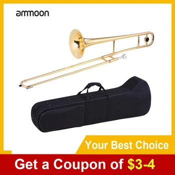 

ammoon Alto Trombone Brass Gold Lacquer Wind Instrument Bb Tone B flat with Cupronickel Mouthpiece Cleaning Stick Case