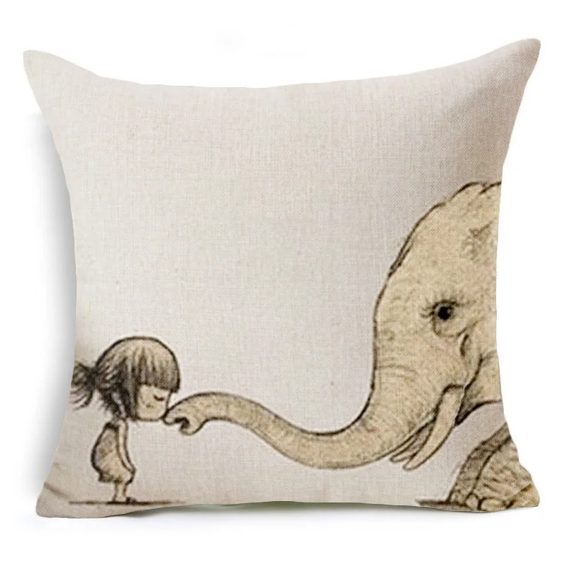 جميل مضحك الحيوان الكتان القطن مزيج غطاء وسادة المنزل كنبة مكتب مربع كيس وسادة الزخرفية غطاء الوسادة s كيس وسادة s