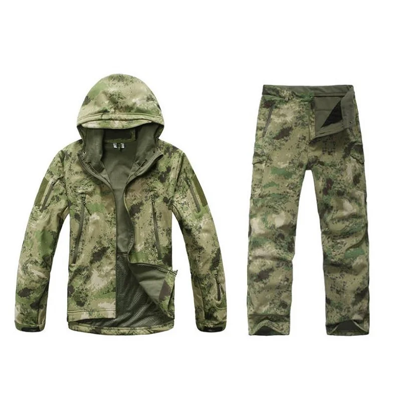 

Man Winter Outdoor Hunting Sets Waterproof Softshell Tactical Camouflage Jackets + Pants Military Suits Man Sport Hikin Jacket