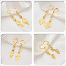 Anniyo цвета золота листья серьги для женщин Девушки Ювелирные изделия Подарки на день рождения серьга Hawaii ювелирные изделия#017107