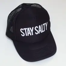Stay Salty бейсболка с буквенным принтом для мужчин и женщин, бейсболка с сеткой, регулируемый размер, Прямая поставка, черная M-2