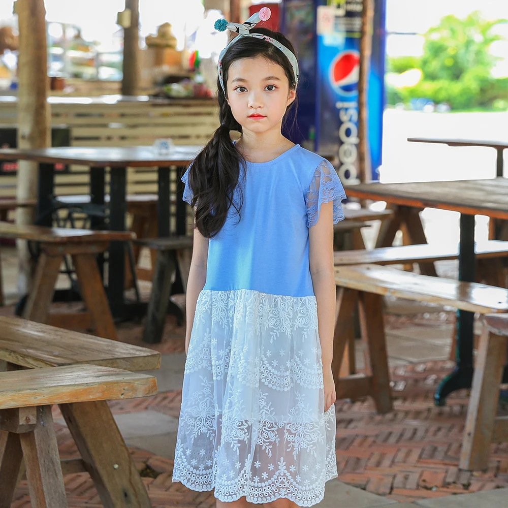 B-S78 New Fashion Spring Girls Casual Dresses Summer Short Sleeve Princess Dress 5-14T Teenager Kids Solid Color Lace Dress B-S78 New Fashion Spring Girls Casual Dresses Summer Short Sleeve Princess Dress 5-14T Teenager Kids Solid Color Lace Dress
