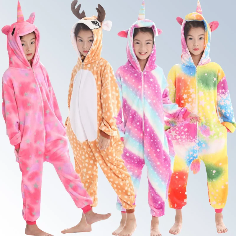 Girl Boy New Christmas Pajamas Animals Pegasus Unicorn Children Pajamas Onesies Winter Children