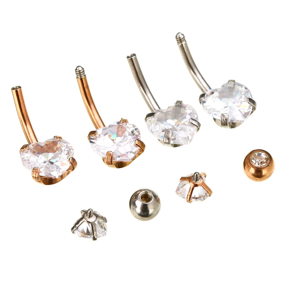Heart Round Crystal Navel Belly Button Ring For Women Bikini Beach Party Sexy Zircon Navel Piercing Body Jewelry Shellhard