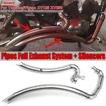 

New Motorcycle Exhaust Pipe Full Muffler Exhaust System Pipe+Silencers Stainless For Yamaha Virago V Star XV125 XV250 XV 250