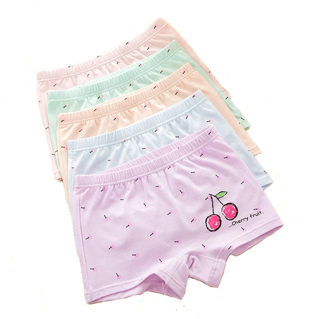 5 Pack Girls Boyshort Hipster Briefs Panties Cotton Printed Fruit