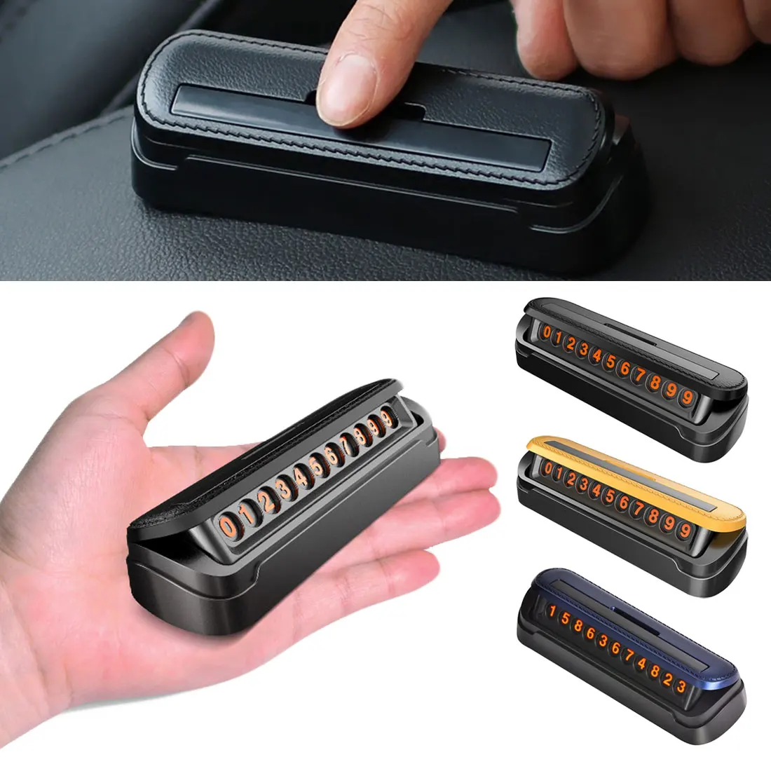 

Dewtreetali Car Styling Temporary Parking Card Fake Leather Texture Phone Number Card Plate Telephone Number Card Car Sticker